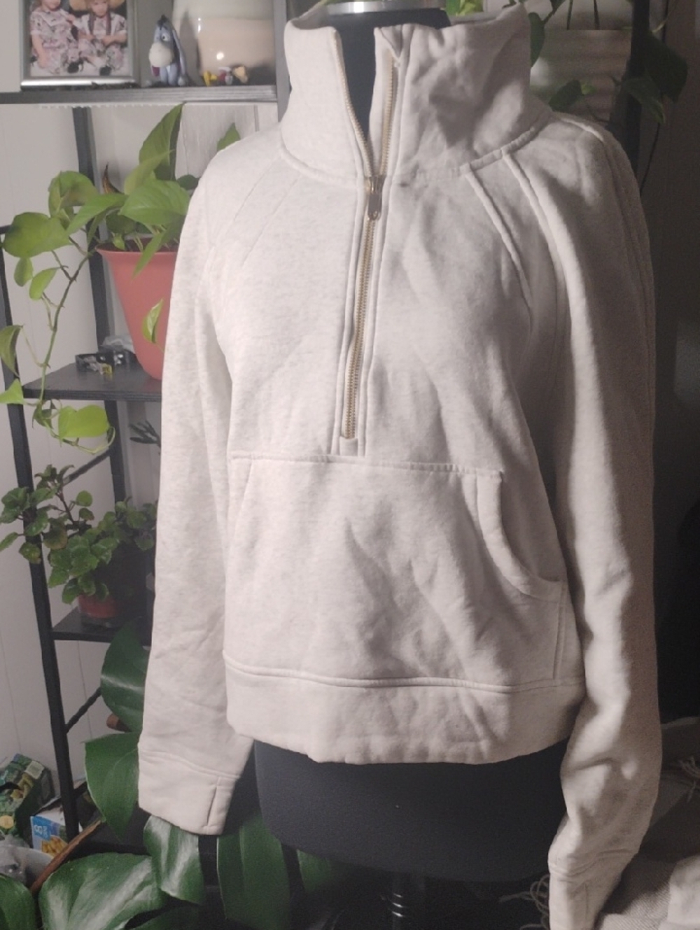 Women's Cream Half-Zip Pullover Sweatshirt